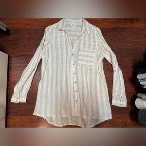 Striped Cream Button-Up Shirt